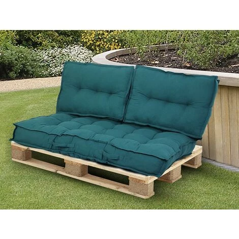 OZAIA Lot 1 Matelas + 2 Coussins Palette BAILA - Coton - Bleu - Bleu Canard 3 OZAIA Lot 1 Matelas + 2 Coussins Palette BAILA - Coton - Bleu - Bleu Canard – Image 3