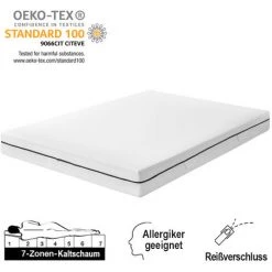 OUYIFAN Matelas, Matelas En Visco Foam 7 Zones, Respirant, H3, Certifié Öko-Tex, 200x140cm 7 OUYIFAN Matelas, Matelas En Visco Foam 7 Zones, Respirant, H3, Certifié Öko-Tex, 200x140cm -Matelas Soldes Boutique 57493620 3
