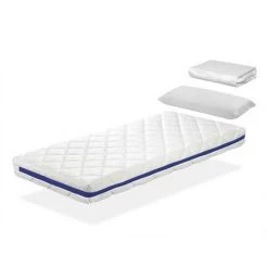 DREAMDI Pack Matelas 90X190 HERMES LIT ENFANT, Epaisseur 11 CM + 1 Oreiller A Memoire 90x35 + 1 Protege Matelas 90x190