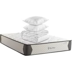 Matelas Mémoire De Forme 180x200 Royal Luxury 27 Hbedding - Mousse HR 28kg, 27cm D'épaisseur + Couette + 2 Oreillers - Blanc