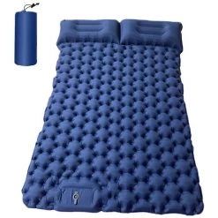 SUPERSELLER Matelas De Camping Pour 2 Personnes Avec Oreiller Pneumatique Matelas Pneumatique Portable Matelas De Couchage Imperméable Pour Sac à Dos - Bleu Foncé