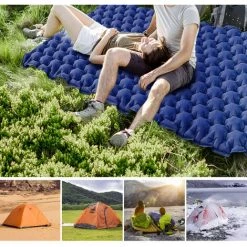 SUPERSELLER Matelas De Camping Pour 2 Personnes Avec Oreiller Pneumatique Matelas Pneumatique Portable Matelas De Couchage Imperméable Pour Sac à Dos - Bleu Foncé -Matelas Soldes Boutique 57878927 5
