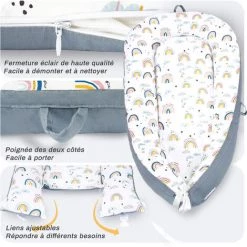 Réducteur De Lit Bébé 90 X 50 Cm - BIGZZIA Matelas Cocoon De Bébé - 100% Coton Cale Bebe Pour Lit Avec Certificat Oeko-tex - Bleu -Matelas Soldes Boutique 58194763 3