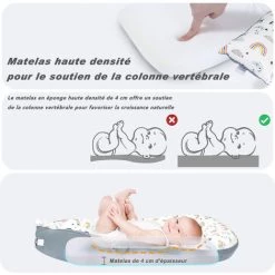 Réducteur De Lit Bébé 90 X 50 Cm - BIGZZIA Matelas Cocoon De Bébé - 100% Coton Cale Bebe Pour Lit Avec Certificat Oeko-tex - Bleu -Matelas Soldes Boutique 58194763 4