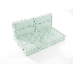 DOCK AVENUE Matelas Palette Avec 2 Dossiers 100% Coton Déperlant Et Anti UV KALA - VERT MENTHE
