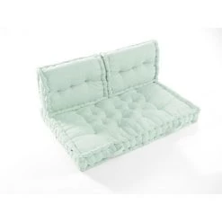 DOCK AVENUE Matelas Palette Avec 2 Dossiers 100% Coton Déperlant Et Anti UV KALA - VERT MENTHE -Matelas Soldes Boutique 58385433 5