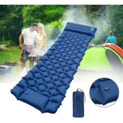 VINGO Tapis De Couchage Gonflable Avec Matelas Pneumatique Pour Pompe A Pied D'oreiller Pour La Randonnee, La Randonnee, Les Voyages,Bleu Roi,192*60*8.5cm - Bleu Roi -Matelas Soldes Boutique 58416828 5