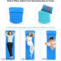 LTS FAFA Matelas De Camping, Tapis De Couchage Avec Oreiller De Camping Couchage D’air Ultraléger Pour Camping, Voyage, Randonnée, Bleu -Matelas Soldes Boutique 58824520 5