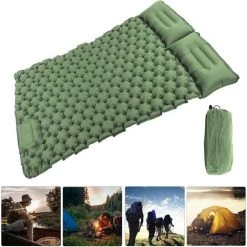 KARTOKNER Matelas De Camping Autogonflant Double Matelas De Camping Pompe à Pied Matelas De Camping Gonflable Avec Oreiller Pour 2 Personnes Matelas De Couchage Portable Pour La Randonnée,la Pêche(Vert Olive) -Matelas Soldes Boutique 59756691 4