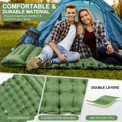 KARTOKNER Matelas De Camping Avec Pompe à Pied, épaisseur Améliorée 10cm/4inch Tapis De Couchage Autogonflant, Matelas Randonnée Avec Oreiller, Camping,Tente,Randonnée (Vert Olive) -Matelas Soldes Boutique 59756711 4