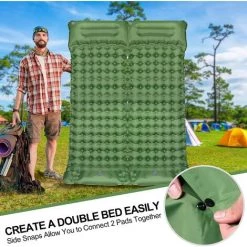 KARTOKNER Matelas De Camping Avec Pompe à Pied, épaisseur Améliorée 10cm/4inch Tapis De Couchage Autogonflant, Matelas Randonnée Avec Oreiller, Camping,Tente,Randonnée (Vert Olive) -Matelas Soldes Boutique 59756711 5