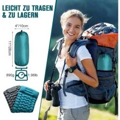 KARTOKNER Matelas De Camping Autogonflant Matelas De Couchage Tente Randonnée Adulte Tapis De Sol Auto-gonflant Joint Pliable Compact Ultra-léger Petit Matelas De Plage/voyage (bleu Paon) -Matelas Soldes Boutique 59756945 4