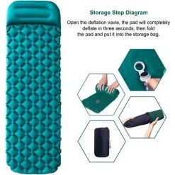 KARTOKNER Matelas De Camping Gonflable Tapis De Gonflable éTanche Tapis De Couchage D’Air UltraléGer Pour Camping,Voyage, RandonnéE 195*60*5CM(vert émeraude) -Matelas Soldes Boutique 59758270 4