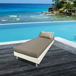 Lit D'extérieur Essenzia MATELAS D'EXTERIEUR TAUPE 80x200 - Blanc -Matelas Soldes Boutique 59918953 3