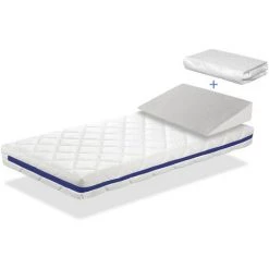 DREAMDI Pack Matelas HERMES 57x117 Epaisseur 11 Cm + Plan Incline 15º + Protege Matelas 57x117cm