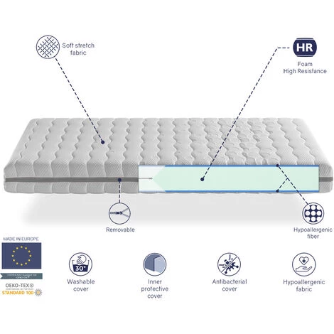 DREAMDI Pack Matelas 80X160 GEA LIT ENFANTS, Epaisseur 18 CM + 1 Oreiller à Memoire 80x35 + 1 Protege Matelas 80x160 5 DREAMDI Pack Matelas 80X160 GEA LIT ENFANTS, Epaisseur 18 CM + 1 Oreiller à Memoire 80x35 + 1 Protege Matelas 80x160 â Image 5