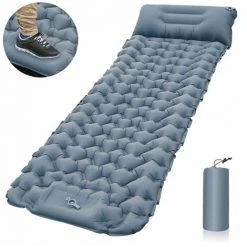 TANCYCO Tapis De Camping Léger Avec Oreiller Pneumatique Matelas Pneumatique Portable Matelas De Couchage Imperméable Pour Sac à Dos,Gris,