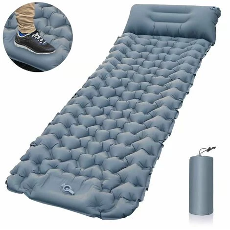 TANCYCO Tapis De Camping Léger Avec Oreiller Pneumatique Matelas Pneumatique Portable Matelas De Couchage Imperméable Pour Sac à Dos,Gris, 1 TANCYCO Tapis De Camping Léger Avec Oreiller Pneumatique Matelas Pneumatique Portable Matelas De Couchage Imperméable Pour Sac à Dos,Gris,