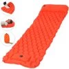 TANCYCO Tapis De Couchage Gonflable Avec Matelas à Air De Pompe à Pied D'oreiller Pour Les Voyages De Randonnée Pédestre,Orange,Modèle De Cellule Polygone