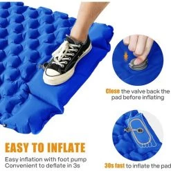 PERLE RARE Matelas De Camping Ultraléger Matelas Pneumatique Avec Pompe à Pied Tapis De Camping Plage Camping Randonnée Bleu Royal -Matelas Soldes Boutique 59968002 5