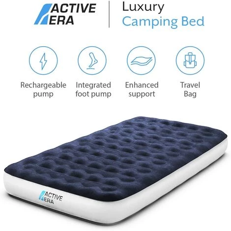 Matelas Gonflable Avec Pompe à Air Rechargeable Et Pompe à Pied, 1 Personne, Sac De Transport Inclus Active Era 2 Matelas Gonflable Avec Pompe à Air Rechargeable Et Pompe à Pied, 1 Personne, Sac De Transport Inclus Active Era – Image 2