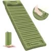 MACARON Matelas De Camping Gonflable, Coussin D'air Ultraléger Étanche Tapis De Couchage Avec Oreiller, Portable Matelas Autogonflant Pour Camping Voyage Randonnée Plage Tente (Armée Verte)LO-Ron