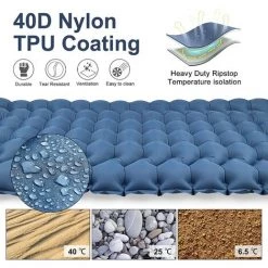 JOORRT Matelas De Camping Gonflable, Ultraléger Imperméable Pliable Tapis De Couchage, Coussin D'air Avec Oreiller Pour Camping, Voyage, Plage (198 X 70 X 9 Cm) -Matelas Soldes Boutique 60667971 4