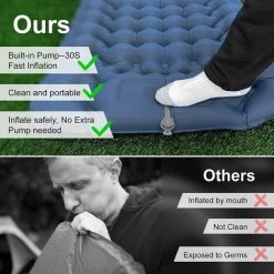 JOORRT Matelas De Camping Gonflable, Ultraléger Imperméable Pliable Tapis De Couchage, Coussin D'air Avec Oreiller Pour Camping, Voyage, Plage (198 X 70 X 9 Cm) -Matelas Soldes Boutique 60667971 5