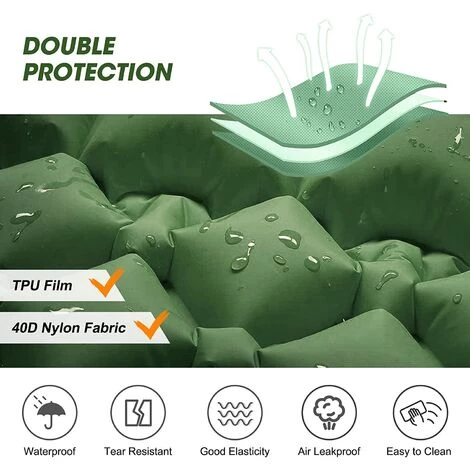 FR-LIFE BR-Vie Matelas Camping Autogonflant, Tapis De Couchage Avec Oreiller Et Pompe à Pied, Matelas Gonflable Ultraléger Portable Pour Camping, Voyage, Randonnée, Vert 3 FR-LIFE BR-Vie Matelas Camping Autogonflant, Tapis De Couchage Avec Oreiller Et Pompe à Pied, Matelas Gonflable Ultraléger Portable Pour Camping, Voyage, Randonnée, Vert – Image 3