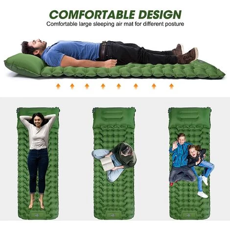 FR-LIFE BR-Vie Matelas Camping Autogonflant, Tapis De Couchage Avec Oreiller Et Pompe à Pied, Matelas Gonflable Ultraléger Portable Pour Camping, Voyage, Randonnée, Vert 5 FR-LIFE BR-Vie Matelas Camping Autogonflant, Tapis De Couchage Avec Oreiller Et Pompe à Pied, Matelas Gonflable Ultraléger Portable Pour Camping, Voyage, Randonnée, Vert – Image 5