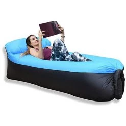 FR-LIFE Hamac Gonflable Portatif Pliable Avec Un Petit Sac Air Sofa Imperméable,235*70CM BR-Vie (Bleu)