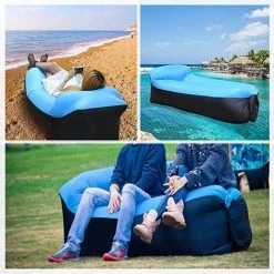 FR-LIFE Hamac Gonflable Portatif Pliable Avec Un Petit Sac Air Sofa Imperméable,235*70CM BR-Vie (Bleu) -Matelas Soldes Boutique 61048017 3