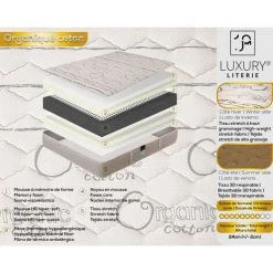 LUXURY LITERIE Matelas 140x190 Cm, Hauteur 24 Cm, Organic Coton, Mémoire De Forme, 10 Zones De Confort, Indépendance Du Couchage, Réversible, Orthopédique -Matelas Soldes Boutique 61090019 4