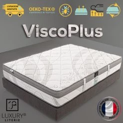 LUXURY LITERIE Matelas 90x190 Cm, Hauteur 26cm, Mousse à Mémoire De Forme Viscoplus, Haute Adaptabilité, Indépendance Du Couchage, Réversible