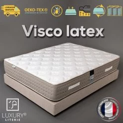 LUXURY LITERIE Matelas 90x190 Cm, Hauteur 28cm, Visco Latex, Ressorts Ensachés, Mémoire De Forme, Latex, Indépendance Du Couchage, Réversible, Orthopédique