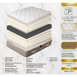 LUXURY LITERIE Matelas 90x190 Cm, Hauteur 28cm, Visco Latex, Ressorts Ensachés, Mémoire De Forme, Latex, Indépendance Du Couchage, Réversible, Orthopédique -Matelas Soldes Boutique 61090036 4
