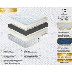 LUXURY LITERIE Matelas 180x200 Cm, Hauteur 24cm, Mousse à Mémoire De Forme Thermotec Sensation, Haute Adaptabilité, Indépendance Du Couchage, Ergonomique, Reversible 7 LUXURY LITERIE Matelas 180x200 Cm, Hauteur 24cm, Mousse à Mémoire De Forme Thermotec Sensation, Haute Adaptabilité, Indépendance Du Couchage, Ergonomique, Reversible -Matelas Soldes Boutique 61090038 4