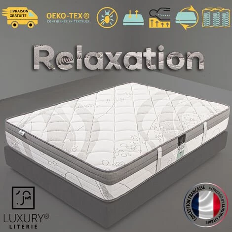 LUXURY LITERIE Matelas 140x190 Cm, Hauteur 26cm, Ressorts Ensachés, Mousse Haute Densité, Ferme, Relaxation, Indépendance De Couchage 1 LUXURY LITERIE Matelas 140x190 Cm, Hauteur 26cm, Ressorts Ensachés, Mousse Haute Densité, Ferme, Relaxation, Indépendance De Couchage
