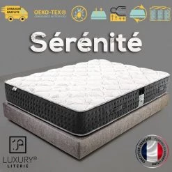 LUXURY LITERIE Matelas 90x190 Cm, Hauteur 27cm, Ressorts Ensachés Mousse Haute Densité, Ferme, Sérénité