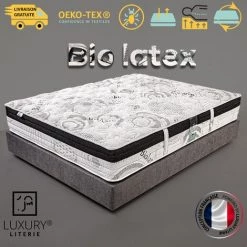 LUXURY LITERIE Matelas 90x190 Cm, Hauteur 26 Cm, Bio Latex, Latex, 10 Zones De Confort, Indépendance Du Couchage, Réversible, Haute Densité, Orthopédique