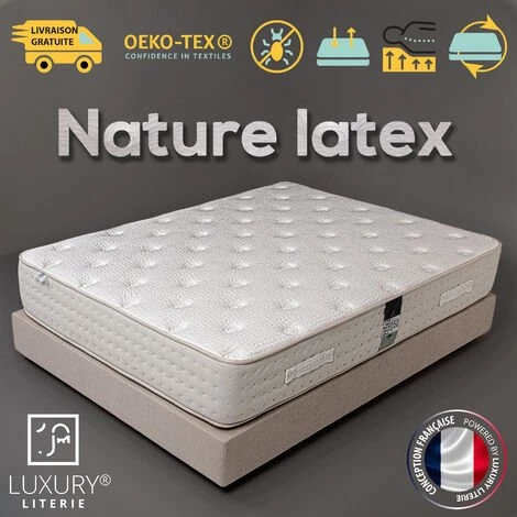 LUXURY LITERIE Matelas 90x190 Cm, Hauteur 26 Cm, Nature Latex, Latex Naturel, 10 Zones De Confort, Indépendance Du Couchage, Réversible, Orthopédique 1 LUXURY LITERIE Matelas 90x190 Cm, Hauteur 26 Cm, Nature Latex, Latex Naturel, 10 Zones De Confort, Indépendance Du Couchage, Réversible, Orthopédique