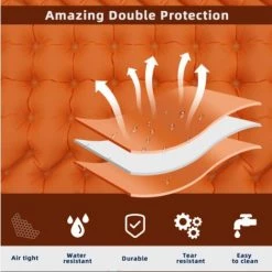 ELLE Matelas De Camping Avec Pompe À Pied, Matelas De Couchage À Air D'Épaisseur Améliorée, Matelas De Randonnée Avec Oreiller, Matelas À Air Ultra Léger Pour Camping, Tente, Randonnée 2Pcs Orange -Matelas Soldes Boutique 61332890 3