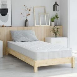 Homfa Matelas à Ressorts - Matelas 20 Cm - Matelas Simple à Ressorts Orthopédique - Matelas 1 Place - Matelas Double - Respirant - Haute élasticité - Fibre De Bambou - Dureté Moyenne (80 X 190 Cm)