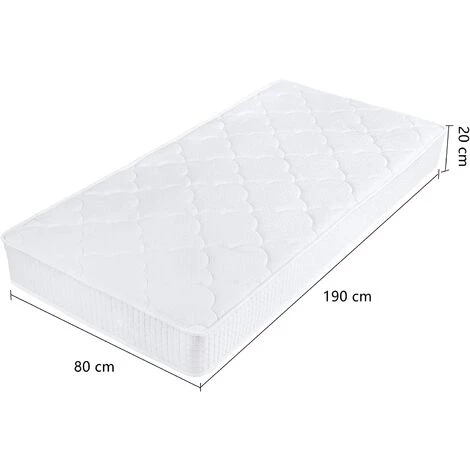 Homfa Matelas à Ressorts - Matelas 20 Cm - Matelas Simple à Ressorts Orthopédique - Matelas 1 Place - Matelas Double - Respirant - Haute élasticité - Fibre De Bambou - Dureté Moyenne (80 X 190 Cm) 3 Homfa Matelas à Ressorts - Matelas 20 Cm - Matelas Simple à Ressorts Orthopédique - Matelas 1 Place - Matelas Double - Respirant - Haute élasticité - Fibre De Bambou - Dureté Moyenne (80 X 190 Cm) – Image 3