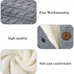 FOZIY Gigoteuse Bébé Tricotée Couverture Bébé Emmailloter Poussette Sac De Couchage Gants Ensemble En Laine D'agneau Avec Boutons Pour Bébé 0-12 Mois，Fonepro -Matelas Soldes Boutique 63839367 3