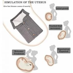 FOZIY Gigoteuse Bébé Tricotée Couverture Bébé Emmailloter Poussette Sac De Couchage Gants Ensemble En Laine D'agneau Avec Boutons Pour Bébé 0-12 Mois，Fonepro -Matelas Soldes Boutique 63839367 4