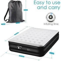 HAZEL Matelas Gonflable 2 Personnes Avec Pompe Electrique Intégrée, Lits Gonflable D’Appoint Pneumatique Lit D'invité, 203 X 157 X 47 Cm -Matelas Soldes Boutique 64196191 4