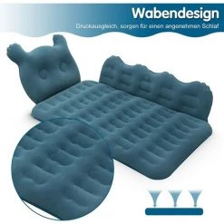 HAZEL Matelas Gonflable Voiture SUV Avec Pompe, Lit Gonflable De Voyage, Coussin De Siège Arrière De Voiture Pour Des Enfants, Confortable Surface Floquée Pour Camping Voyage (Bleu) -Matelas Soldes Boutique 64196261 3