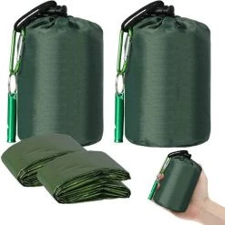 BF Sac De Couchage De Survie Sac De Couchage D'urgence Couverture De Survie Réutilisable Survie Ultra Légère Et Imperméable Idéal Pour Le Camping En Plein Air, La Randonnée Et L'aventure 2 Pièces