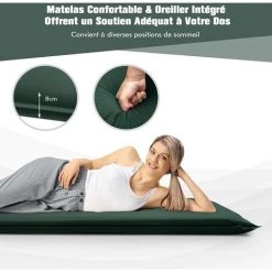 COSTWAY Matelas De Camping En Mousse Autogonflant/Tapis De Camping Avec Sac De Transport Et Valve Intégrée, 190 X 72 X 8 CM, Vert -Matelas Soldes Boutique 64450150 3